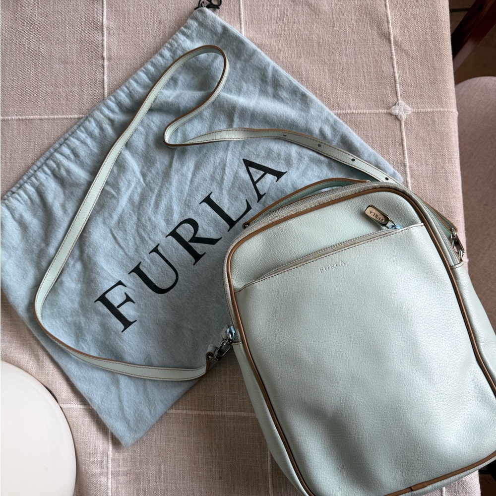 Vintage Furla Light Blue Cross Body Purse Backpack